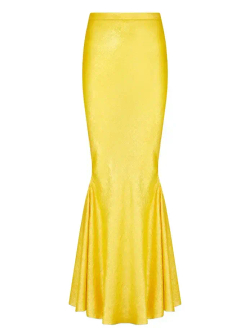 Шелковая юбка макси с вшитыми воланами