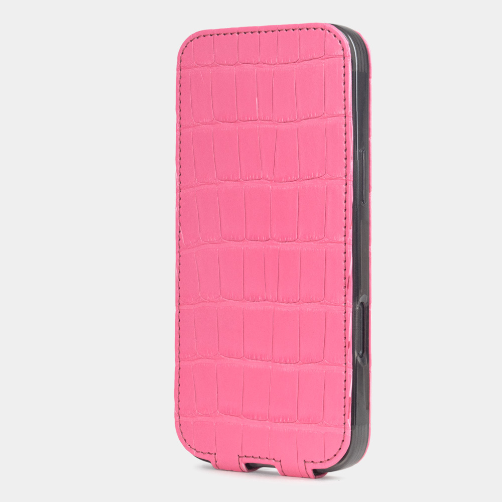 Чехол iPhone 16 Pro Max натуральная кожа аллигатора, розового цвета