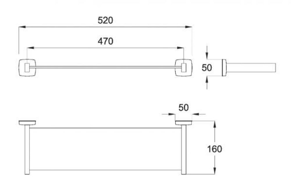 Полка для ванны 520 мм нерж. сталь CLASSIC 09048.S матовый