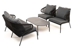 "Милан" лаунж-зона 4-местная плетеная из роупа (веревки), каркас алюминиевый темно-серый, роуп темно-серый