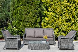 "Гляссе" диван трехместный из искусственного ротанга, цвет графит