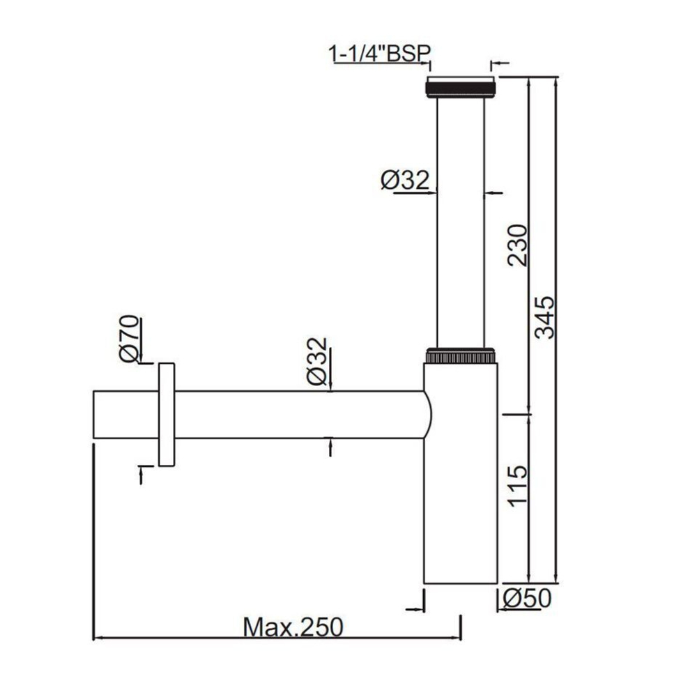 Сифон для раковины ALD-BLM-769L250X190