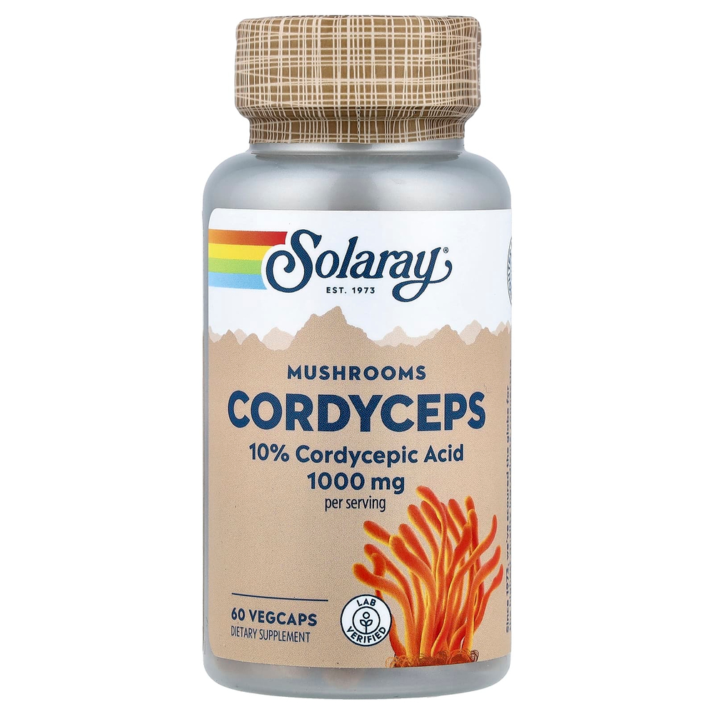 Solaray, Грибы, кордицепс, 60 капсул
