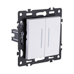 Выключатель 2-клавишный проходной 10А/250В с LED подсветкой, белый Kollinger Asthetik AS-011WH