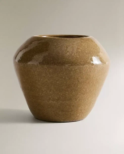 ZARA HOME ТЕРРАКОТОВАЯ ВАЗА С ЭМАЛЬЮ, ВАНИЛЬНЫЙ