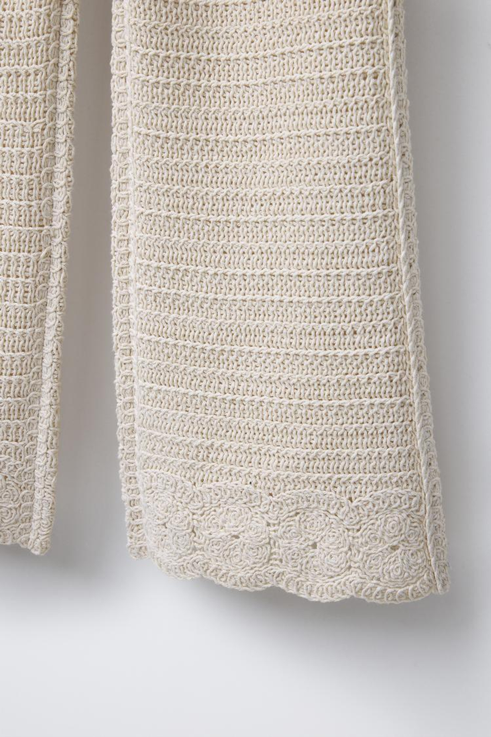 ZARA БРЮКИ ТОНКОЙ ВЯЗКИ, ЭКРЮ