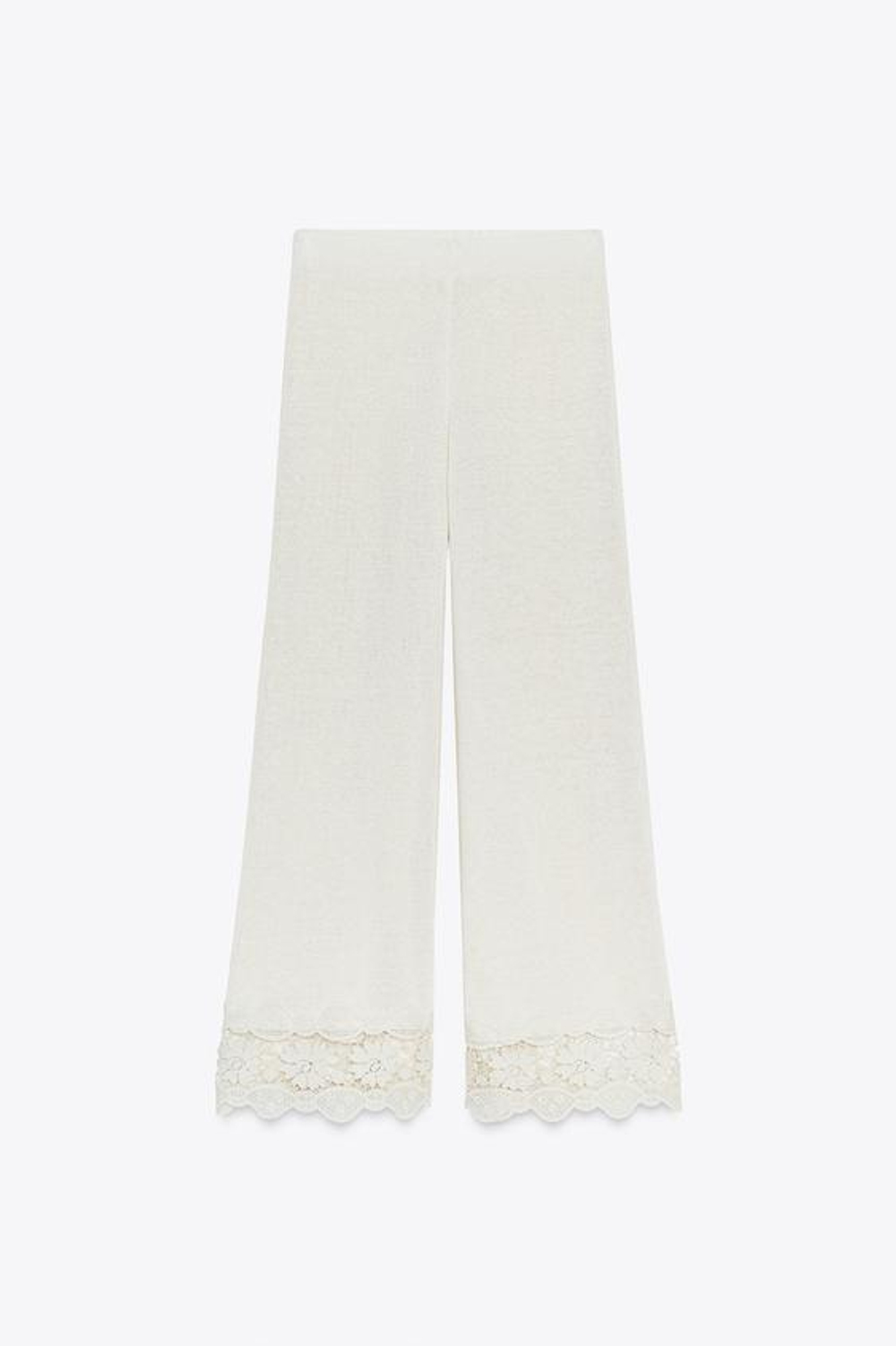 ZARA КОМБИНИРОВАННЫЕ БРЮКИ С ГИПЮРОМ, ЭКРЮ