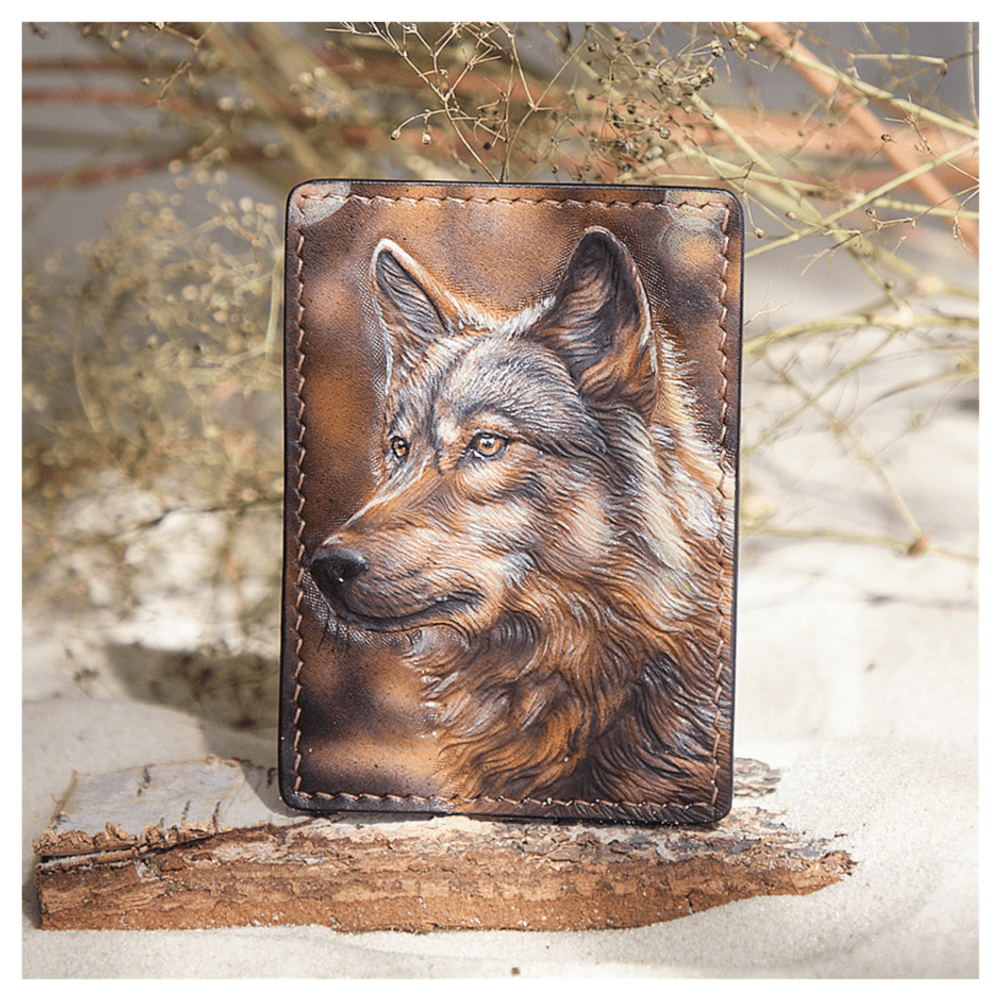 Кожаный картхолдер «Волк»