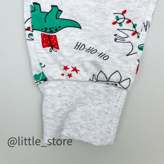 Пижама хлопковая "Новогодние динозавры" на меланже