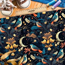 Ткань бифлекс  полуночные лунные птицы