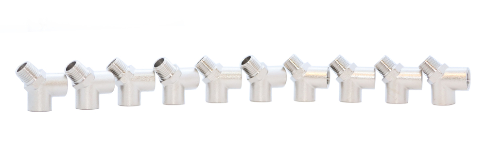 KraftWell KRW-TY14FMF-10 Тройник резьбовой Y-образный F1/4" - M1/4" - F1/4", 10 шт