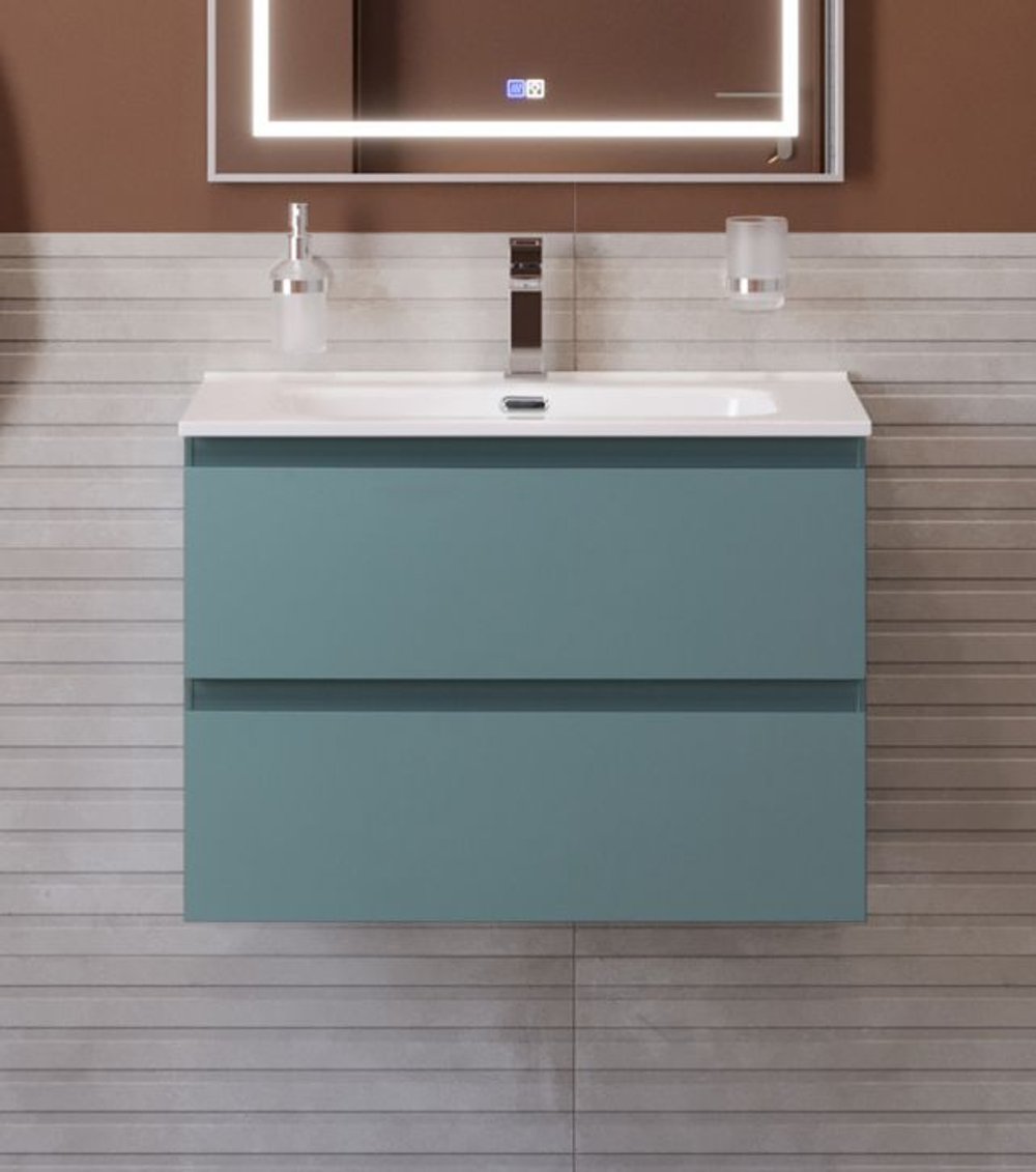 Тумба с раковиной подвесная BelBagno KRAFT-700-2C-SO-AO Голубой матовый, раковина белая BB700ETL