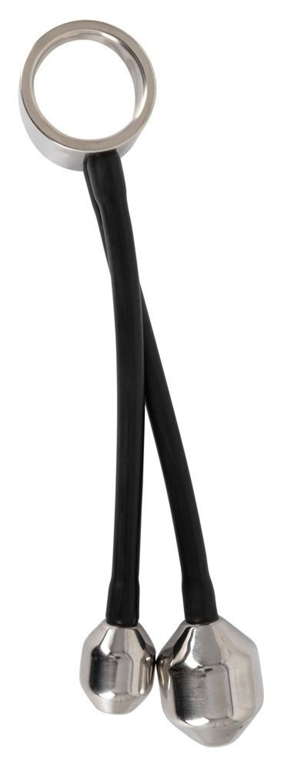 Эрекционное кольцо с 2 фигурными подвесами Heavy Gear cock ring & ass plugs (Цвет: серебристый с черным)