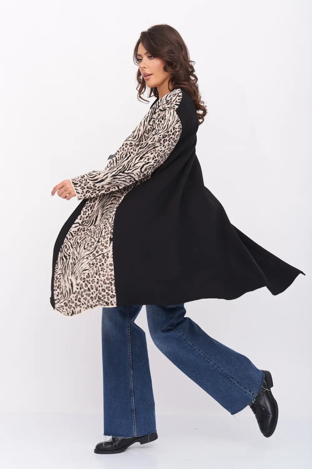 Кардиган Д 3272/черно-бежевый