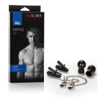 Набор для стимуляции сосков His Nipple Kit (Цвет: черный с серебряным)