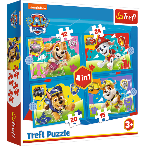 Puzzles - &quot;4in1 (12, 15, 20, 24)&quot; - Running Pupies / Viacom PAW Patrol