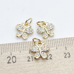 Подвеска Бабочка, цвет золото, фианиты, размер 11*11 мм, цена за 1 шт