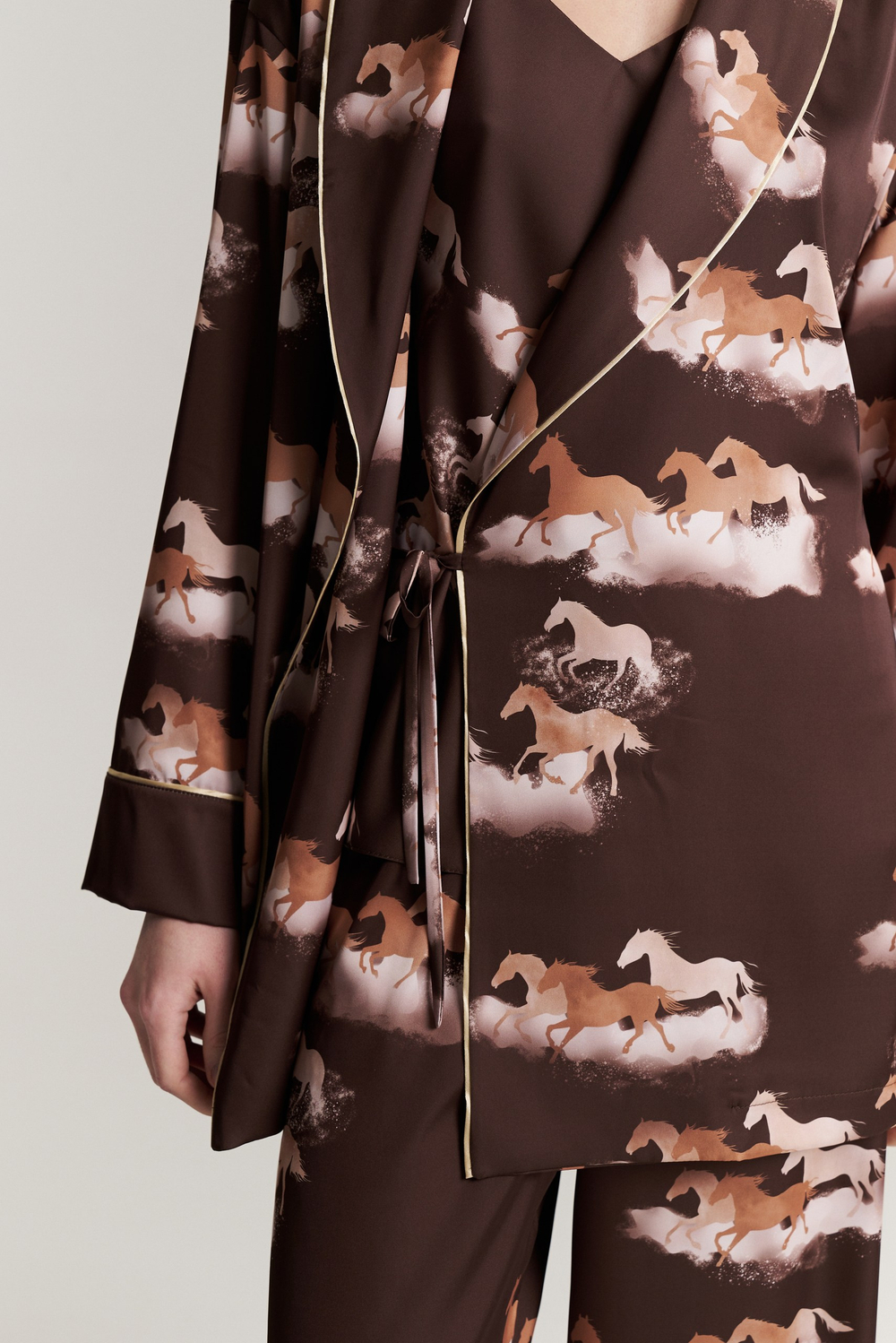 Блуза-кимоно с шалькой - бегущие лошади