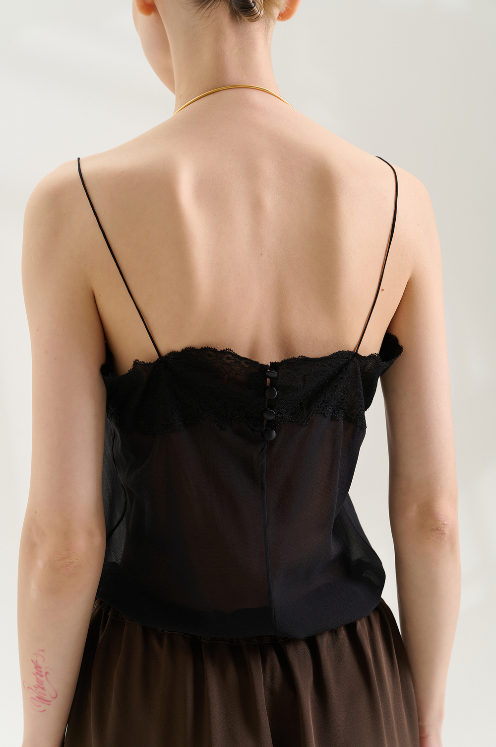 Боди из шелка с кружевом Greep Black