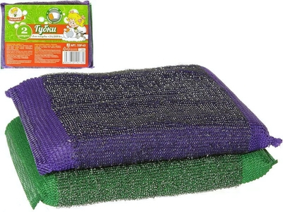 Губка для посуды 2шт Задира с мет. нитью "Умничка"