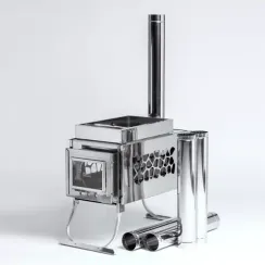 Печь камин ИНВЕНТ 3D средний нерж 0,8мм со стационарными экранами + короб для камней в сумке 37594