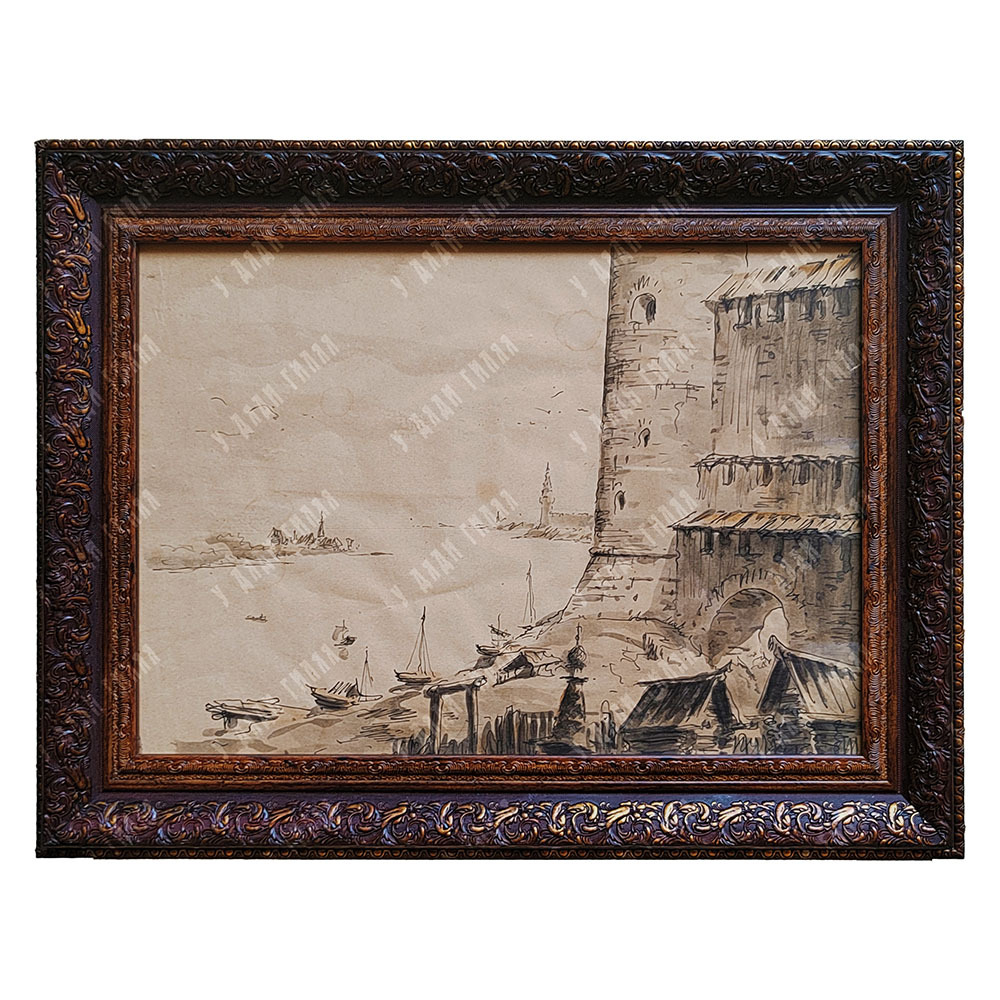 Бернштейн Э. Б. Вид на Москву-реку в XVII в. Смешанная техника. 1940-е гг.