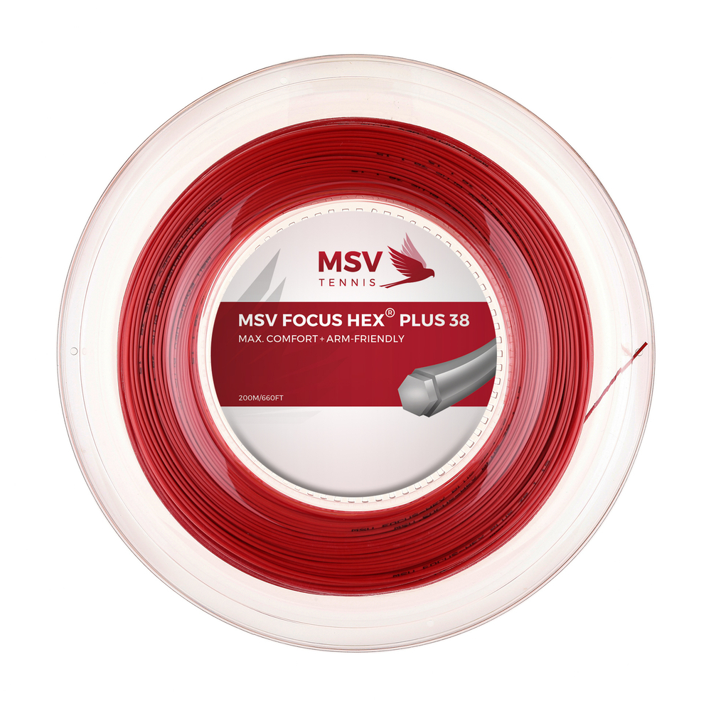 Теннисная струна MSV Focus Hex Plus38, 1,30, 200м (красный)