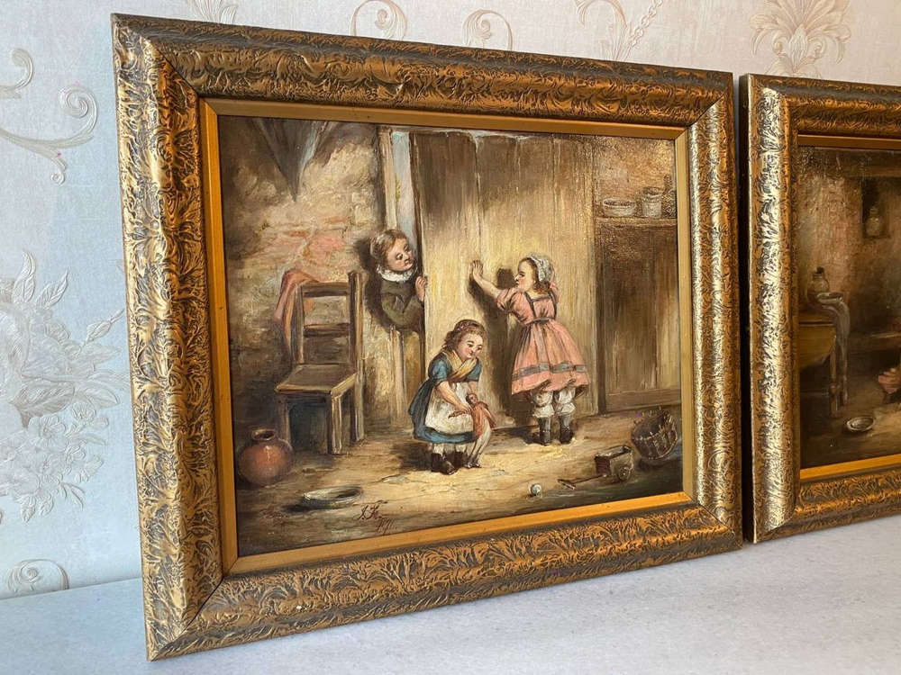Винтаж: Старинная пара картин (1876 год)