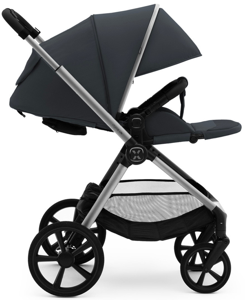 Коляска Agex Life 3 в 1 хромированная рама с автокреслом i-Safe S Black ALM606 Midnight Grey (Темно-серый)
