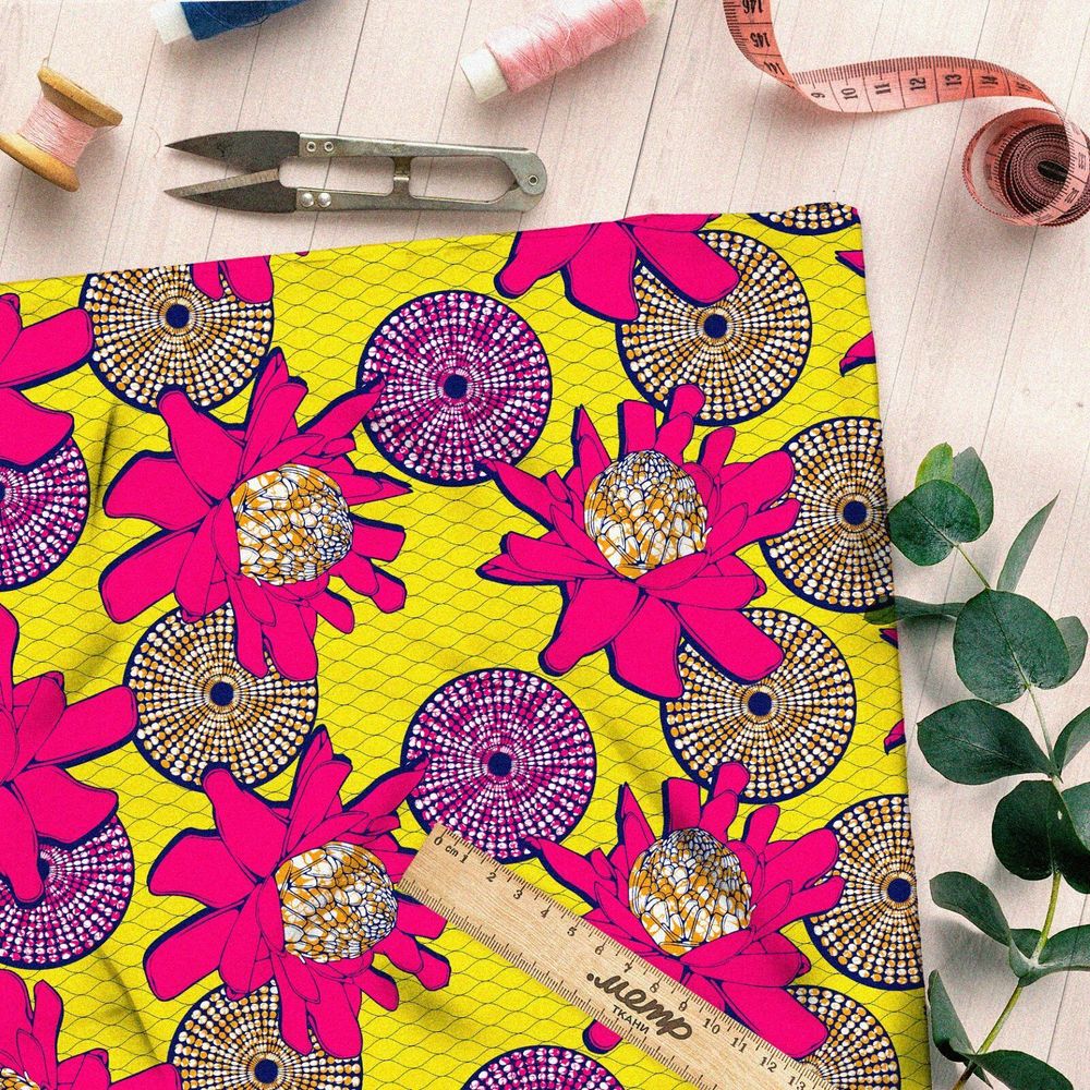 Ткань барби яркие абстрактные круги цветы