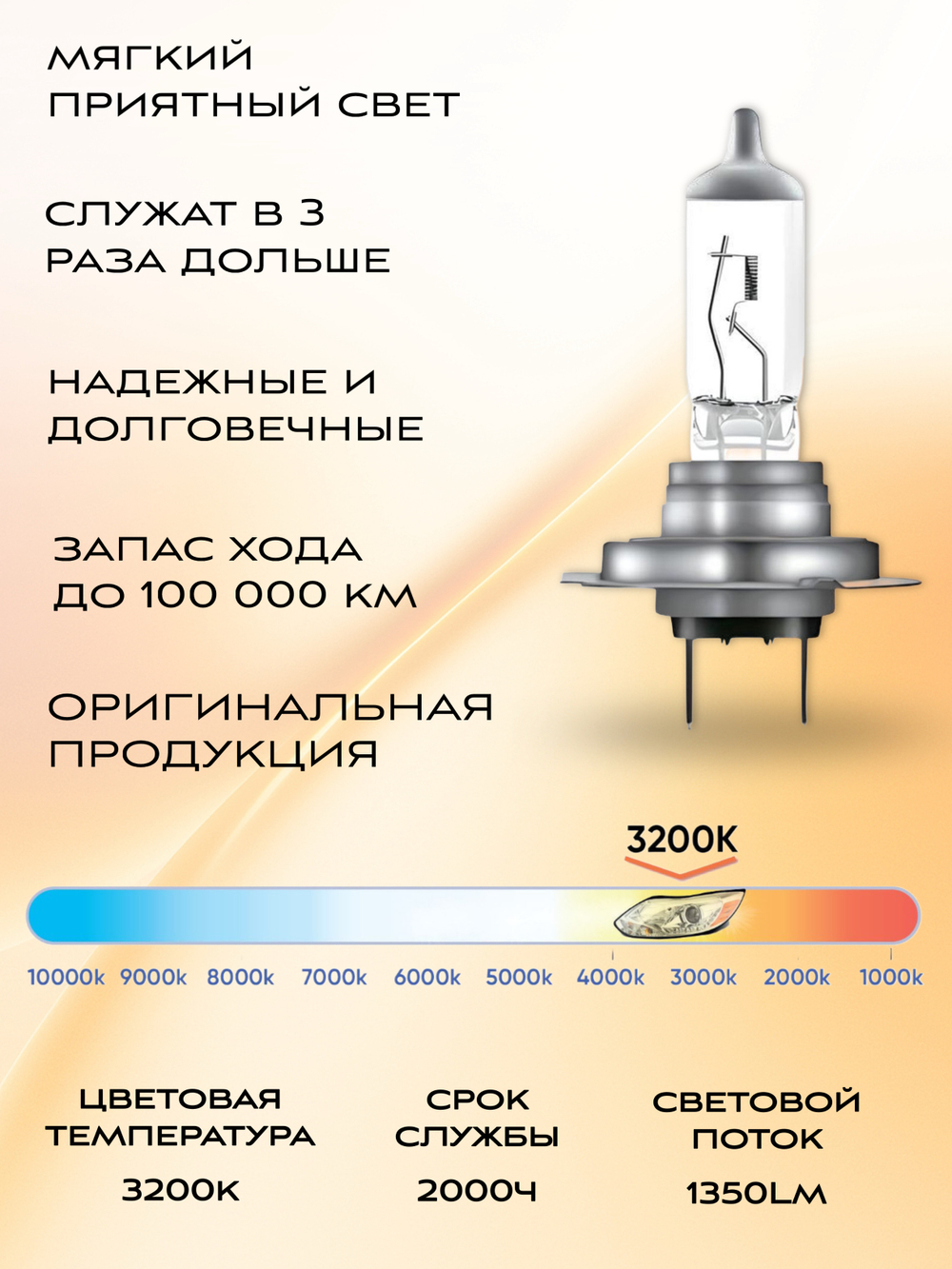 Лампа галогеновая H7 OSRAM LONG LIFE,2 шт.