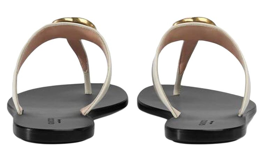 GUCCI Double G Plaque Leather Sandals