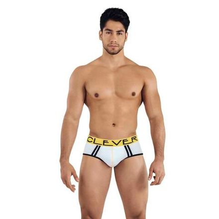 Мужские брифы белые сетчатые Clever Moda BRASILEA PIPING BRIEF 034901