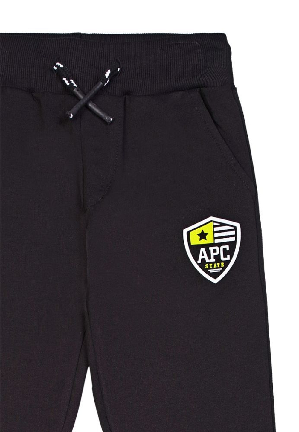 Кардиган с капюшоном + брюки трикотажные ASPEN Черный/Лимонная и белая вставки/Термопринт: лимонный логотип Мальчик