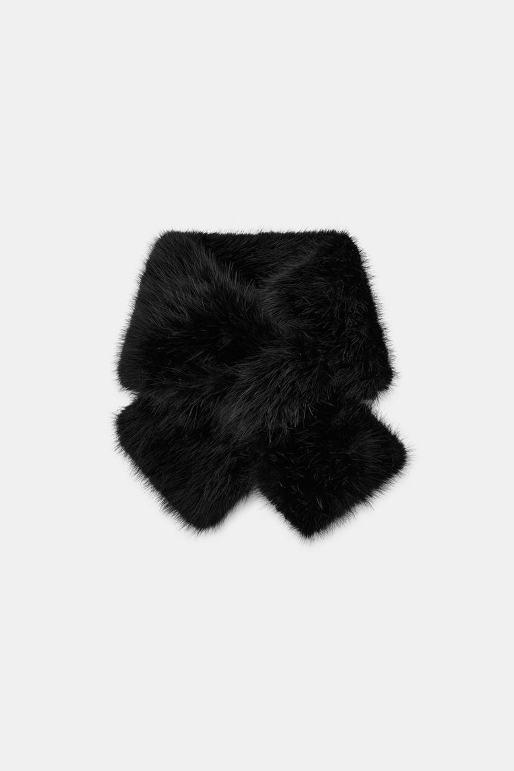 ZARA ОДНОТОННЫЙ ШАРФ ИЗ ИСКУССТВЕННОГО МЕХА, ЧЕРНЫЙ