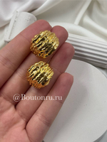 Серьги полукольца золотистые жатые