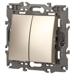 Переключатель ЭРА Elegance 14-1106-04 двойной 10АХ-250В IP20 шампань