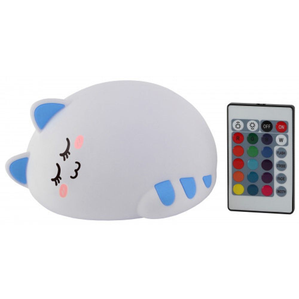 Ночник - светильник светодиодный ЭРА NLED-415-2W-BU аккумуляторный мягкий силиконовый белый с синим