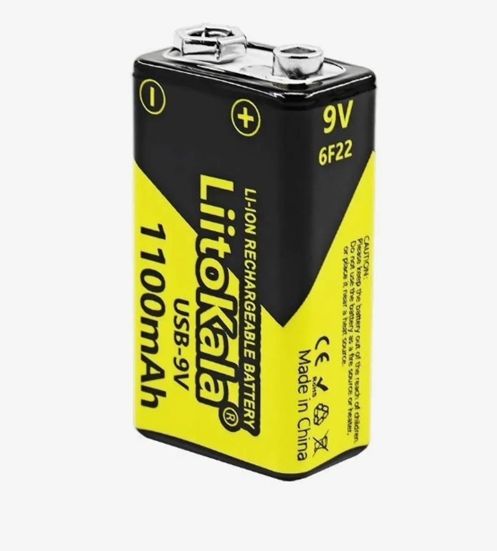 Аккумулятор LiitoKala USB-9V Type C 1100mAh Крона