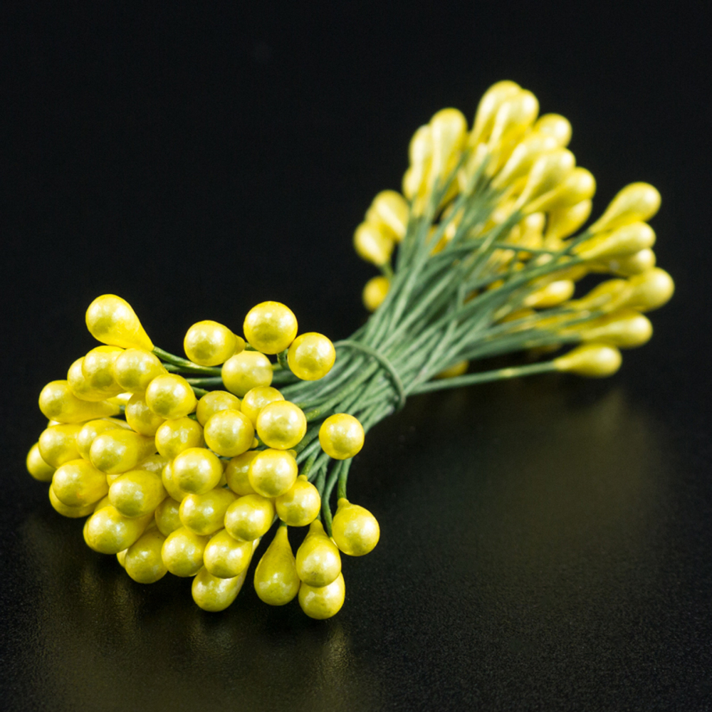 Тычинки для цветов на проволоке Жёлтые 50шт