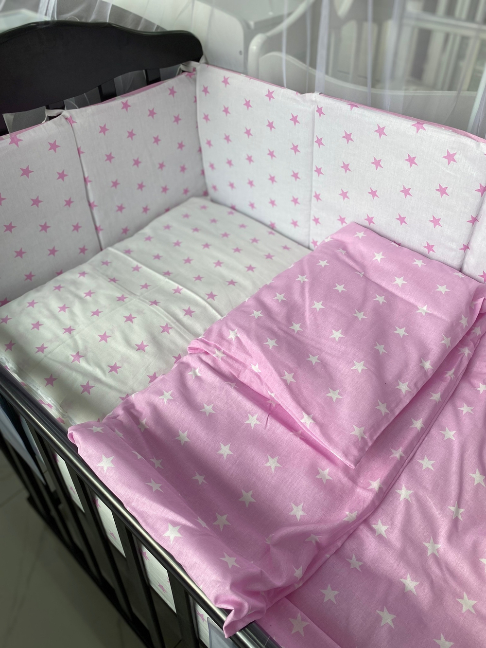 Комплект в кроватку 7-ми предметный "Ноченька", розовый