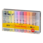 Маркер перманентный, двусторонний, Yongci, 21 мм, наконечник 5 и 2 мм, 36 шт, разноцветные