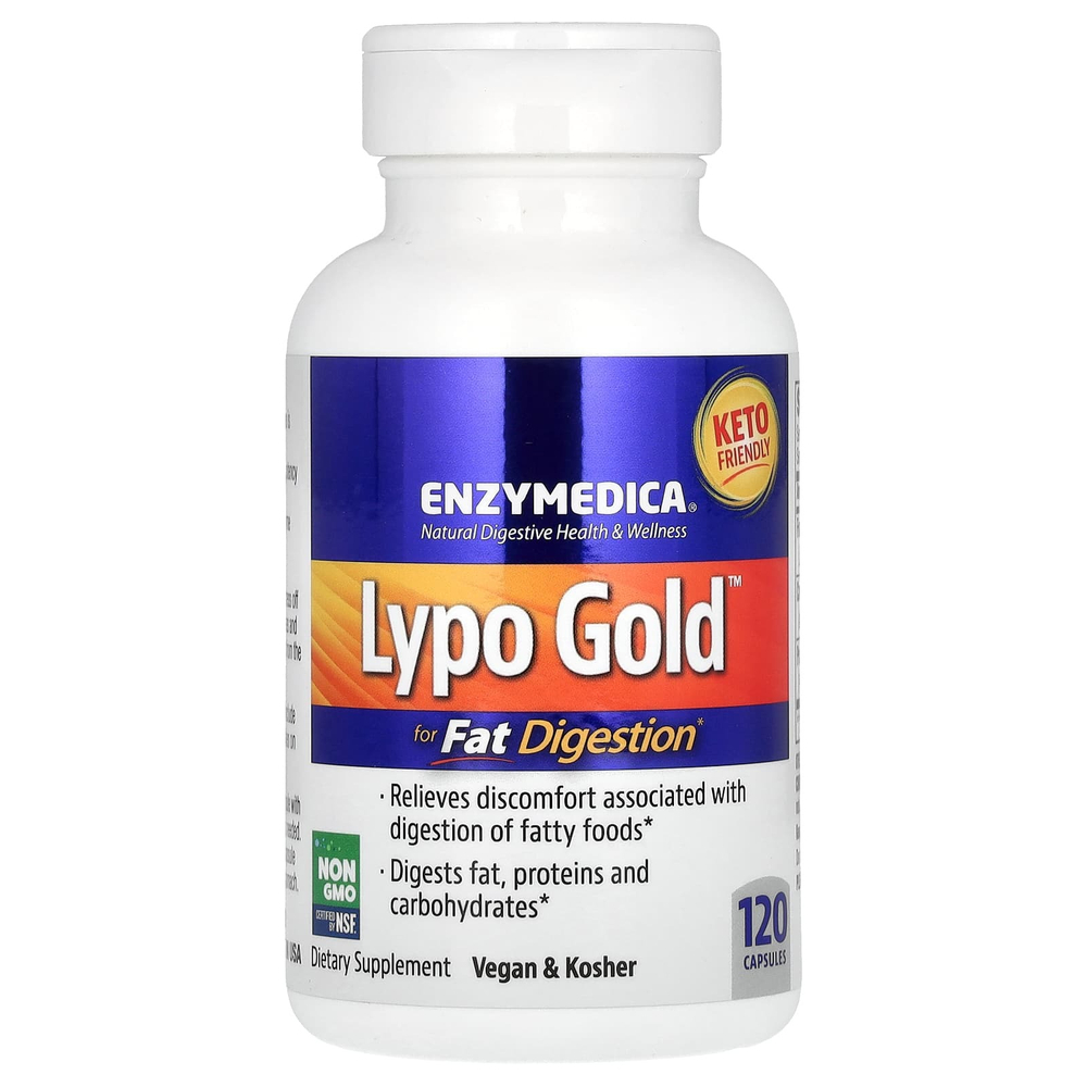 Enzymedica, Lypo Gold, препарат для переваривания жиров, 120 капсул