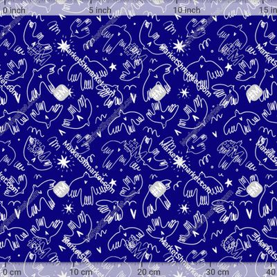 Белые птицы голуби на синем фоне by Curly Smile 380 DPI