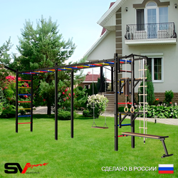 Уличная шведская стенка Sv Sport рукоход х 2 У53611 (Турник/Брусья/Стойка/Скамья/Деревянные/Кронш бокс/Канат/кольца/лестница)