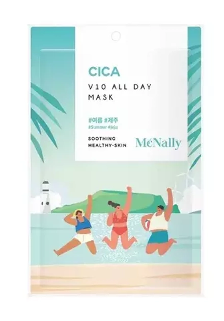 MCNALLY - маска тканевая для лица с экстрактом центеллы V10 all day mask cica, 25мл