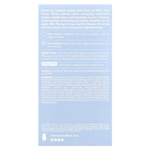 Lee Stafford, Bleach Blondes, Cool Shot, отбеливающий, 4 пакетика, 15 мл (0,5 жидк. унции)