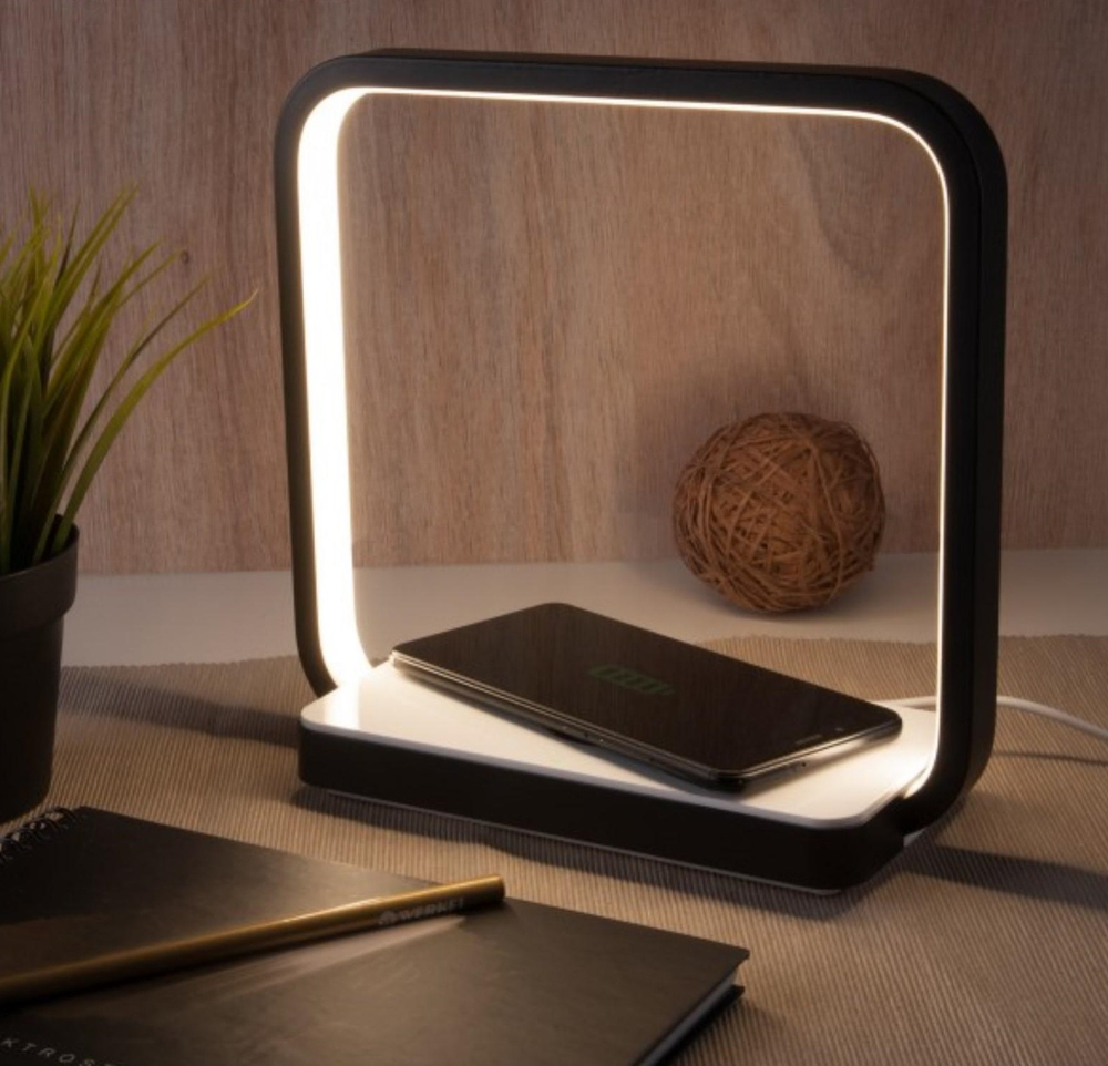 Настольная лампа с беспроводной зарядкой , 4Вт 4200К, 190лм, (чёрный)