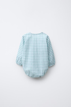 ZARA БОДИ В КЛЕТКУ ВИШИ, ЦВЕТ МОРСКОЙ ВОЛНЫ