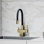 Смеситель для кухни Sancos Arno с гибким изливом, цвет брашированное золото/черный, PVD покрытие, арт. SC4005BG